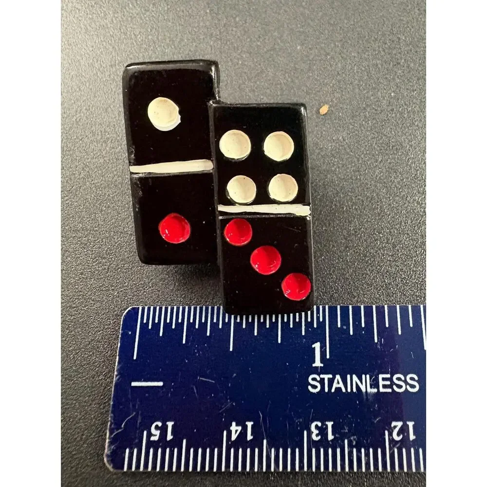 Retro Domino Pierced Earrings